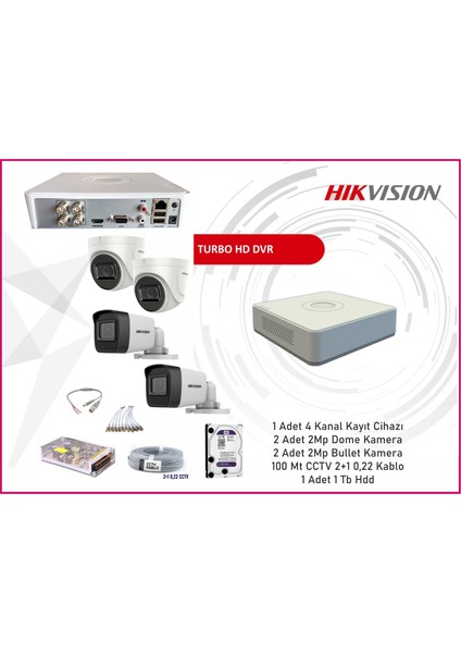 Hikvision 4'lü Kamera Sistemi