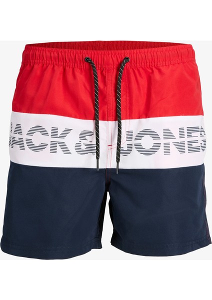 Jack & Jones Jpstfiji Jjswim Colorblock Sn Kırmızı Erkek Deniz Şortu 12227260-Chine