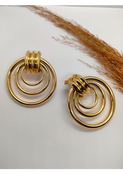 Gold Renk 3 Halka Küpe