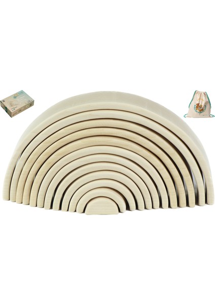 Waldorf Boyanabilir Gökkuşağı Eğitici Ahşap Oyuncak (29 CM) + Hediye Sırt Çantası