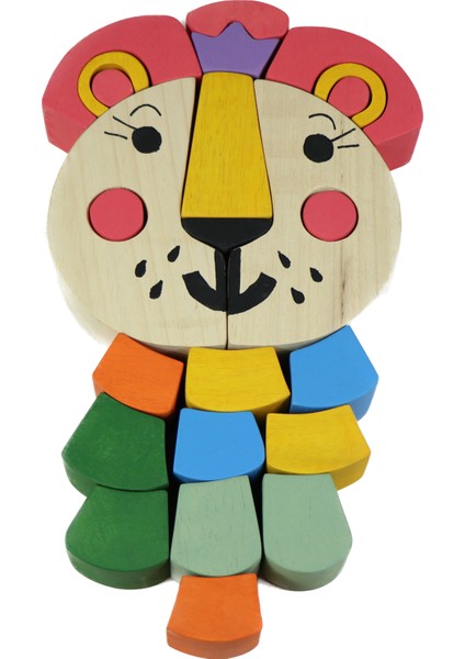 Waldorf Aslan Puzzle Eğitici Ahşap Oyuncak