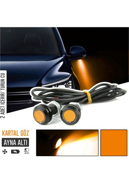 STS Oto Aksesuar Kartal Göz LED Ayna Altı LED Eagle Eye Civatalı Turuncu Renk 18MM