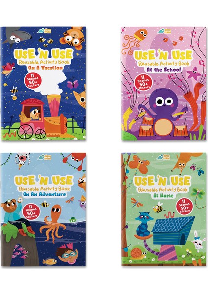 Use 'n Use Reusable Activity Book Süper Seti 4 Adet Tak Çıkar Çıkartmalı Aktivite Kitabı