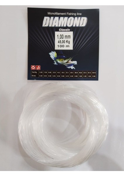 Diamond 1, 00 mm 100 mt Monofilament Misina 45,00 kg Çekerli