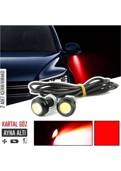 STS Oto Aksesuar Kartal Göz LED Ayna Altı LED Eagle Eye Civatalı Kırmızı Renk 18MM