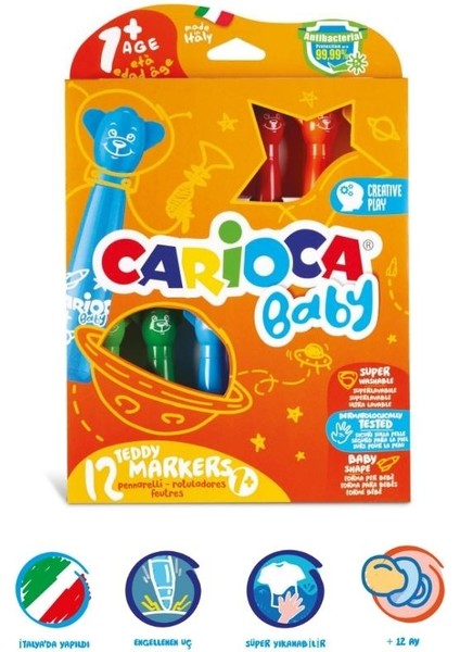 Baby –teddy Keçeli Boya Kalemı Jumbo – 12 Parça