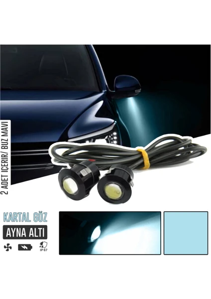 STS Oto Aksesuar Kartal Göz LED Ayna Altı LED Eagle Eye Civatalı Buz Mavi Renk 18MM