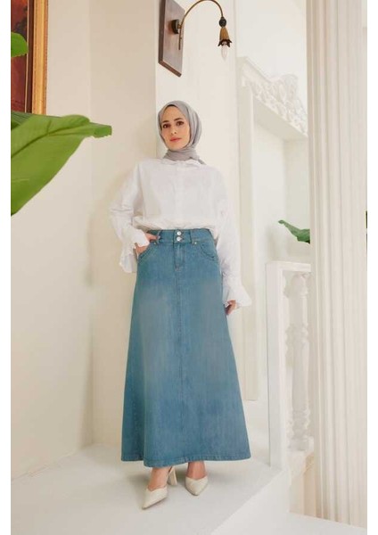 2269-DENIM Etek Mavi