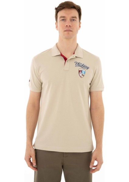 Erkek Baskılı Regular Fit % 95 Pamuklu %5 Likralı Polo Yaka T-Shirt Y25374306201