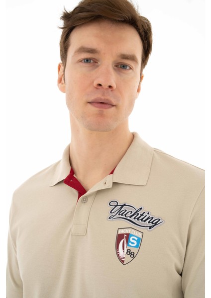 Erkek Baskılı Regular Fit % 95 Pamuklu %5 Likralı Polo Yaka T-Shirt Y25374306201 fiyatları