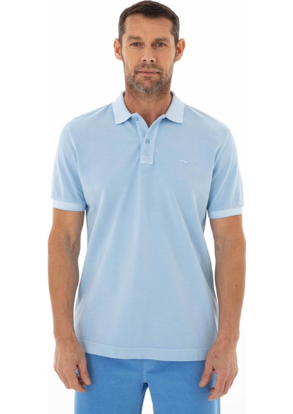 Erkek % 100 Pamuk Regular Fit Parça Boyama Polo Yaka T-Shirt Y25374376001