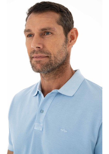 Erkek % 100 Pamuk Regular Fit Parça Boyama Polo Yaka T-Shirt Y25374376001