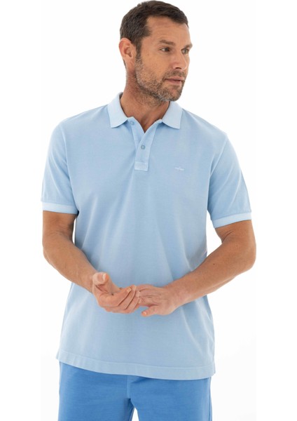 Erkek % 100 Pamuk Regular Fit Parça Boyama Polo Yaka T-Shirt Y25374376001
