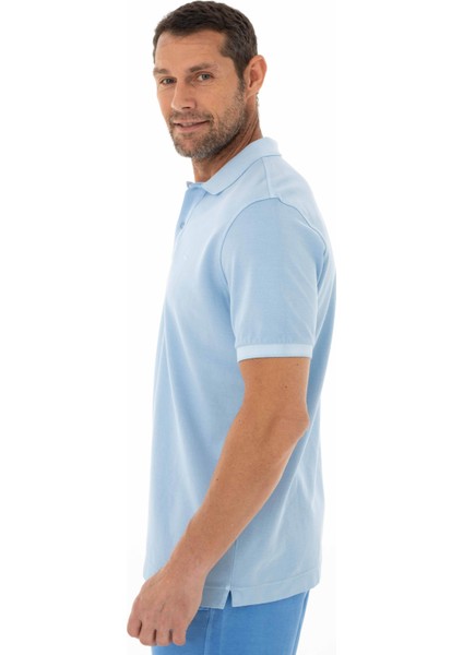 Erkek % 100 Pamuk Regular Fit Parça Boyama Polo Yaka T-Shirt Y25374376001