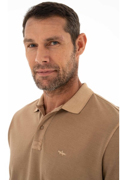 Erkek % 100 Pamuk Regular Fit Parça Boyama Polo Yaka T-Shirt Y25374376001
