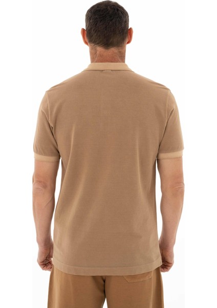 Erkek % 100 Pamuk Regular Fit Parça Boyama Polo Yaka T-Shirt Y25374376001