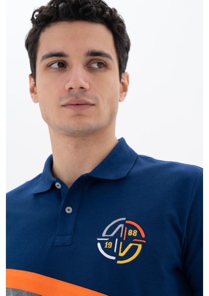 Erkek Baskılı Regular Fit % 95 Pamuklu %5 Likralı Polo Yaka T-Shirt Y25374303701