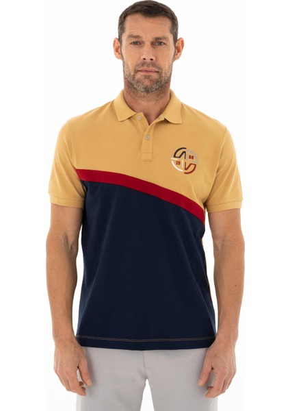 Erkek Baskılı Regular Fit % 95 Pamuklu %5 Likralı Polo Yaka T-Shirt Y25374303701