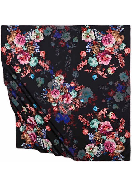 Siyah Begonya Desen Ipeksi Eşarp