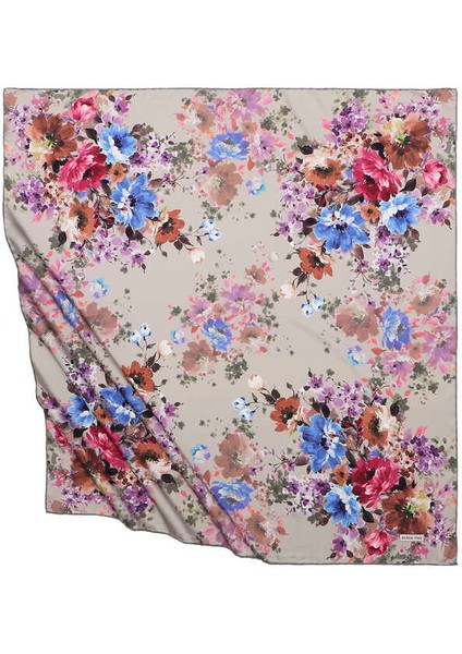 Bej Sardunya Desen Ipeksi Eşarp