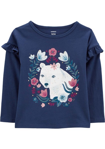 Küçük Kız Çocuk Uzun Kollu Tshirt Lacivert