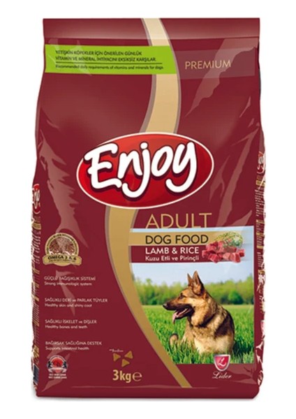 Kuzu Etli Pirinçli Yetişkin Köpek Maması 3 kg Enjoy