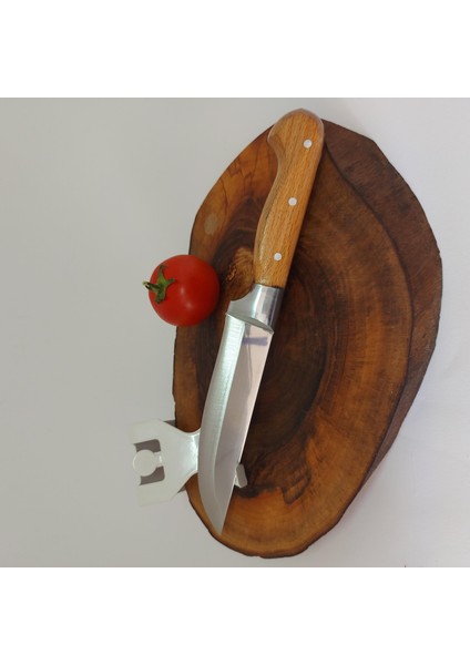 25 Cm Bilezikli Et Bıçağı 0-No Kasap Bıçağı El Yapımı Paslanmaz Dövme Çelikten Özel Imalat Ahşap Saplı Kurban Bıçağı