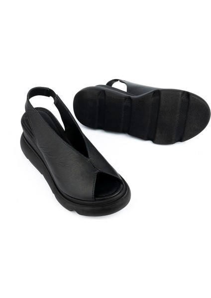 Modern Rahat Deri Yumuşak Sandalet Siyah modelleri