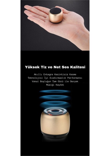 Mini Bluetooth Siyah Hoparlör Taşınabilir Yüksek Sesli Şarjlı Hoparlör