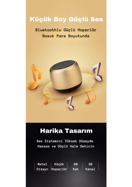 Mini Bluetooth Siyah Hoparlör Taşınabilir Yüksek Sesli Şarjlı Hoparlör