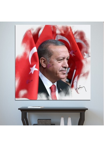 Recep Tayyip Erdoğan Yağlıboya Efektli Başkan Erdoğan Rte Kanvas Tablo (7 Farklı Ölçü)