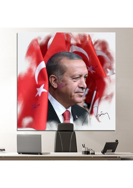 Recep Tayyip Erdoğan Yağlıboya Efektli Başkan Erdoğan Rte Kanvas Tablo (7 Farklı Ölçü)