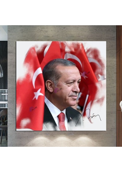 Recep Tayyip Erdoğan Yağlıboya Efektli Başkan Erdoğan Rte Kanvas Tablo (7 Farklı Ölçü)