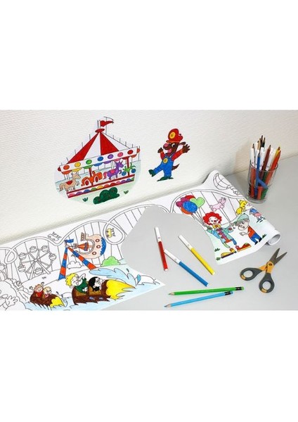 Yapışkanlı Baskılı Boyama Rulosu Oyun Parkı Temalı 30 Cm. x 4 M.
