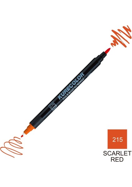 Kurecolor Mangaka Fine&brush Çift Taraflı Kalem CNKC-2200 No 215 Scarlet Red