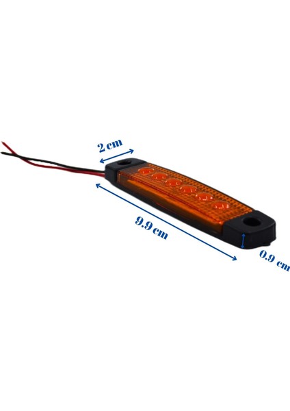 10 Adet Sarı Turuncu Parmak Lamba 6 LED Su Geçirmez 12V 24V