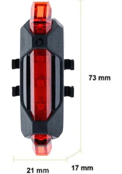 Usb Şarj Edilebilir Parlak Bisiklet Led Lamba Su Geçirmez Güvenlik Uyarı Arka Lamba Işığı (3791)