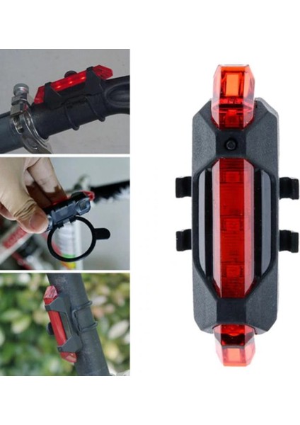 Usb Şarj Edilebilir Parlak Bisiklet Led Lamba Su Geçirmez Güvenlik Uyarı Arka Lamba Işığı (3791)