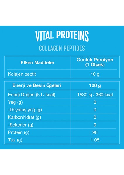 Vital Proteins Collagen Peptides 10 Saşe x 10 gr Nötr Tat