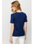 Kadın V Yaka Kaşkorse Pamuk T-Shirt Lacivert 4