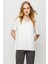 Kadın Sıfır Yaka Basic Penye T-Shirt Kemik 1