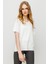Kadın Sıfır Yaka Basic Penye T-Shirt Kemik 2