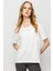 Kadın Sıfır Yaka Basic Penye T-Shirt Kemik 3
