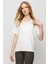 Kadın Sıfır Yaka Basic Penye T-Shirt Kemik 5