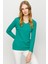Kadın V Yaka Kaşkorse Pamuklu Bluz Yeşil 2