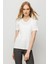 Kadın V Yaka Kaşkorse Pamuk T-Shirt Beyaz 4
