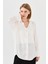 Kadın Saten Patlı Gömlek Ekru 1