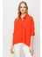 Kadın Geniş Kesim Düz Keten Gömlek Oranj 2