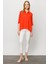 Kadın Geniş Kesim Düz Keten Gömlek Oranj 5