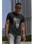 Basket Baskılı Desenli %100 Pamuk Siyah Erkek T-Shirt 1